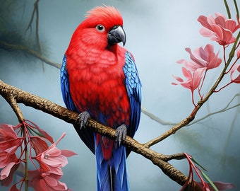 Crimson Rosella | Bird Print | Bird Wall Art | Digital Download | Bird Art Decor | Digital Print | Printable | Parrot Art | Parrot Decor