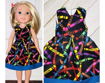 Back to School DEAL!/14.5” Doll Clothes/Wellie Wishers/14.5” Doll Dress/Crayon Doll Dress