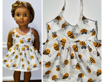 18” Doll Clothes/Bees Maxi Dress/18” Doll Dress/18inch Doll Clothes/18inch Doll Dress/Bees Maxi Dress