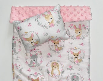 12-16” Doll Bedding Set/Wildlife Animals Doll Bedding/Doll Crib Bedding/Doll Cot Bedding/12-16 inch Doll Bedding Set/2pc Doll Bedding Set