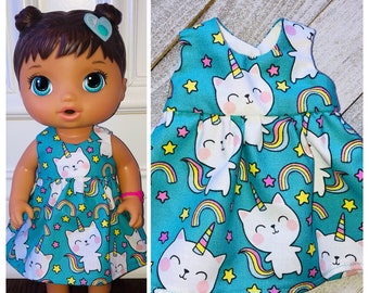 13” Doll Clothes/Unicorns & Rainbows Dress/Baby Alive/13” Doll Dress/13 Inch Doll Clothes/13 Inch Doll Dress/Unicorns