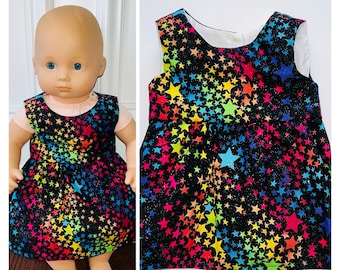 15” Doll Clothes/Stars Doll Dress/Bitty Baby Clothes/15” Doll Dress/15 inch Doll Clothes/15 inch Doll Dress/Bitty Baby Dress/Sparkly Stars