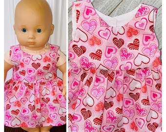 15” Doll Clothes/Glittery Hearts Dress/Bitty Baby Clothes/15” Doll Dress/15 inch Doll Clothes/15 inch Doll Dress/Hearts