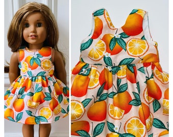 Summer!/18” Doll Clothes/Oranges Doll Dress/18” Doll Dress/18 inch Doll Clothes/18 inch Doll Dress/Oranges