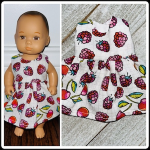 8” Doll Clothes/Caring for Baby/Raspberry & Cherry Doll Dress/8” Doll Dress/8 inch Doll Clothes/8 inch Doll Dress/Little Bitty Baby