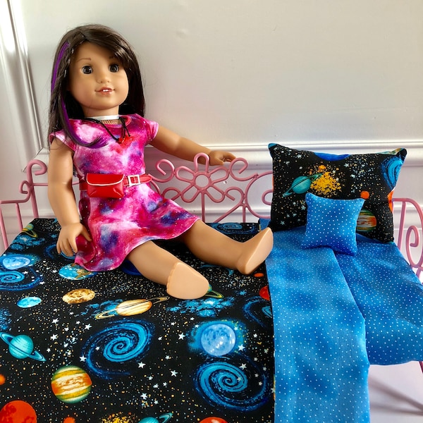 18” Doll Bedding Set/3pc Bedding Set/Outer Space Bedding/18 inch Doll Bedding/Galaxy Bedding