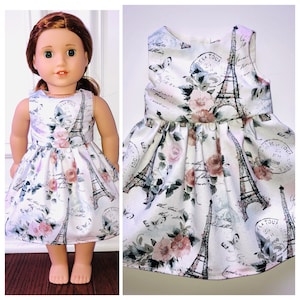 18” Doll Clothes/Paris Doll Dress/18” Doll Dress/18 inch Doll Clothes/18 inch Doll Dress/Floral Paris Eiffel Tower Doll Dress