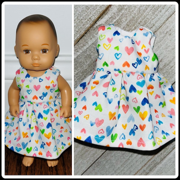 8” Doll Clothes/Caring for Baby/Hearts Doll Dress/8” Doll Dress/8 inch Doll Clothes/8 inch Doll Dress/Little Bitty Baby/Hearts