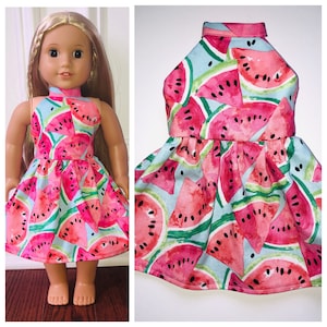 18” Doll Clothes/Watermelon Halter Dress/18” Doll Dress/18 inch Doll Clothes/Watermelon Doll Dress