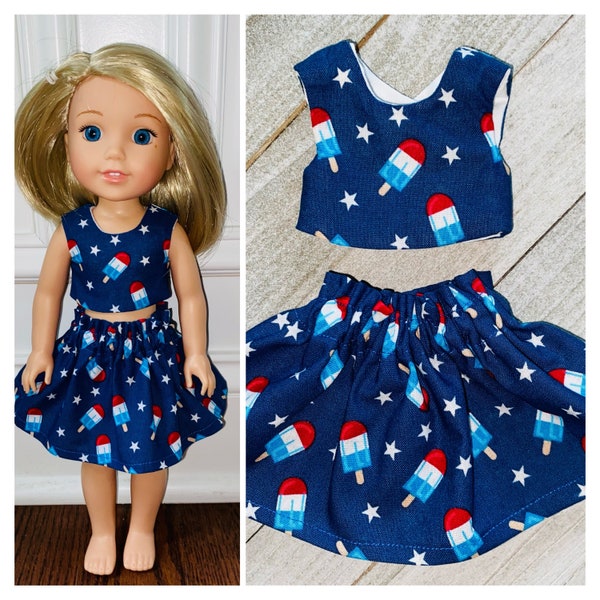 Popsicles Doll Outfit/2pc Outfit Set/Paperbag Skirt & Crop Top Set sized to fit 14.5inch Doll