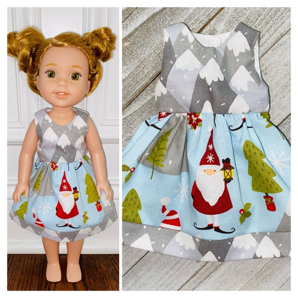 Holiday!/Winter Season Dress/14.5” Doll Clothes/Wellie Wishers/14.5” Doll Dress/14.5 inch Doll Clothes/14.5 inch Doll Dress/Santa/Mountains