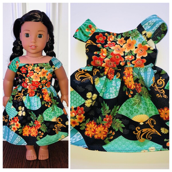 18” Doll Clothes/Fans & Flowers Dress/18” Doll Dress/18 Inch Doll Clothes/18 Inch Doll Dress/Mulan/Fans and Flowers