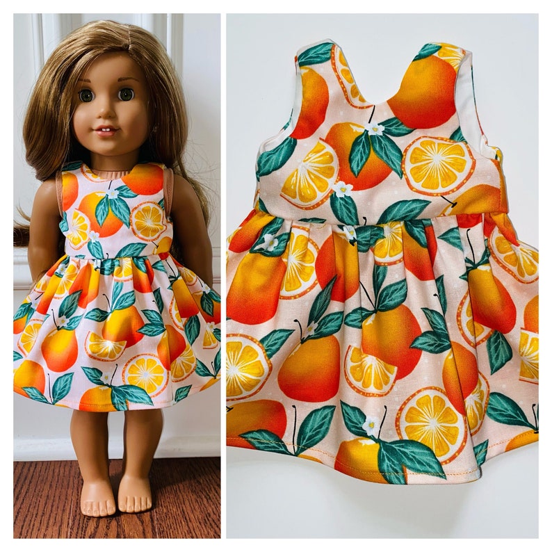 Summer/18 Doll Clothes/Oranges Doll Dress/18 Doll Dress/18 inch Doll Clothes/18 inch Doll Dress/Oranges image 1