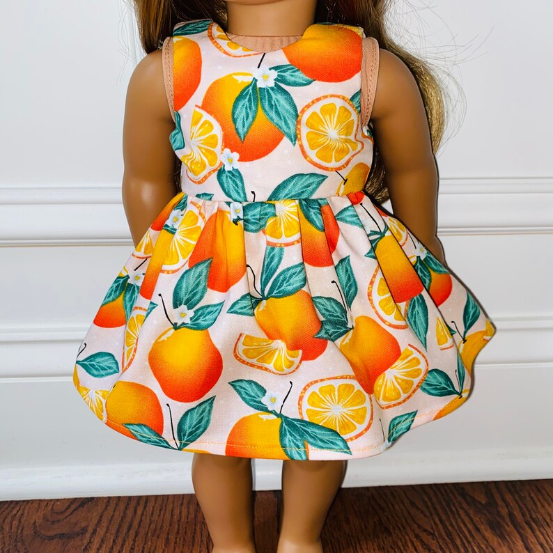 Summer/18 Doll Clothes/Oranges Doll Dress/18 Doll Dress/18 inch Doll Clothes/18 inch Doll Dress/Oranges image 3