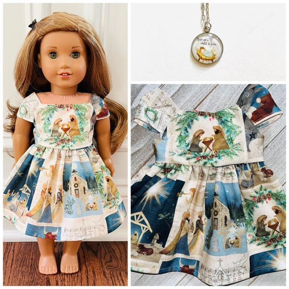 18 inch doll holiday dress Fits Like American Girl Doll Clothes/ 18 Inch Doll Clothes/ Holiday Sparkle  Red Christmas Dress