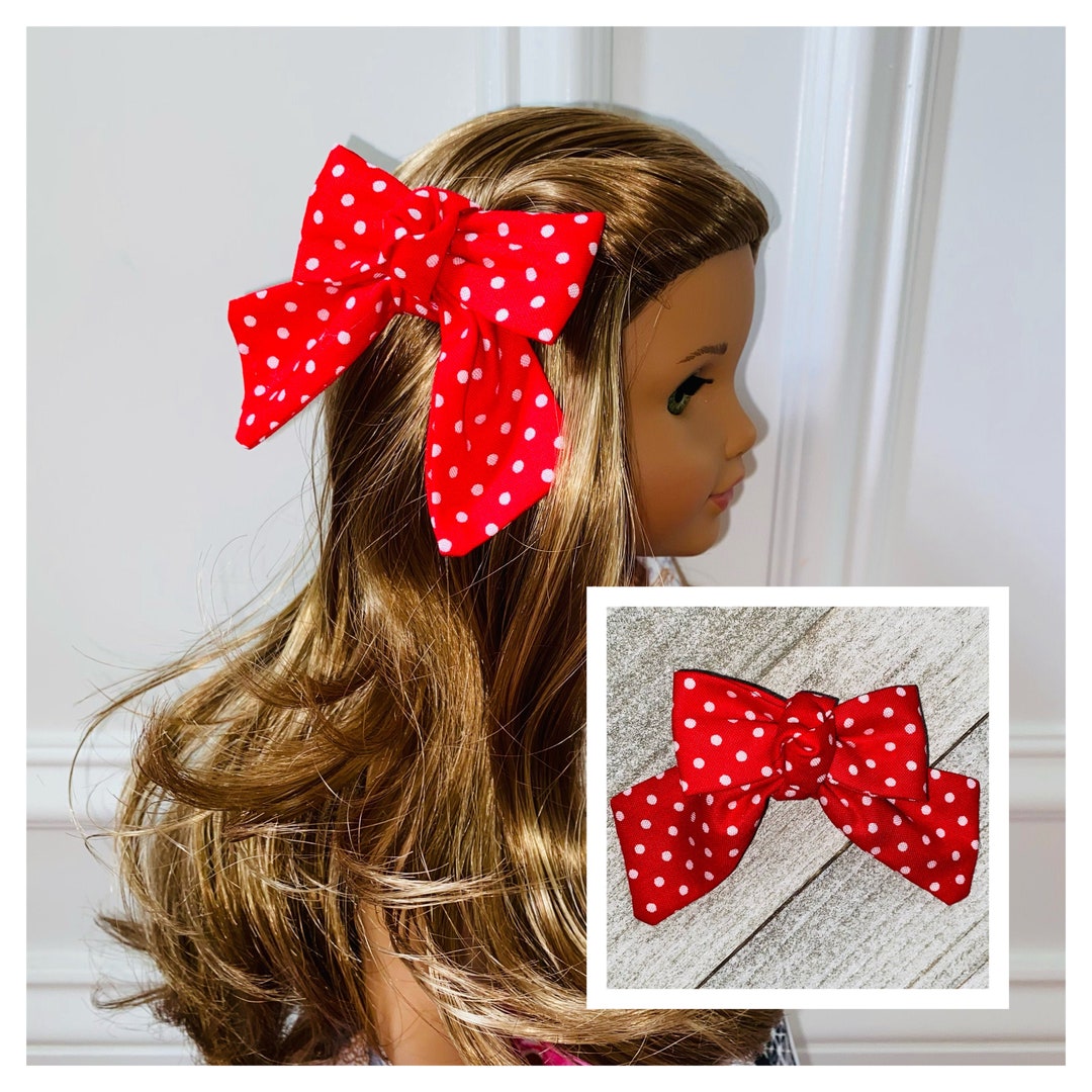 18 Doll Hair Clip/red Polka Dot Hair Clip/bow Hair Etsy