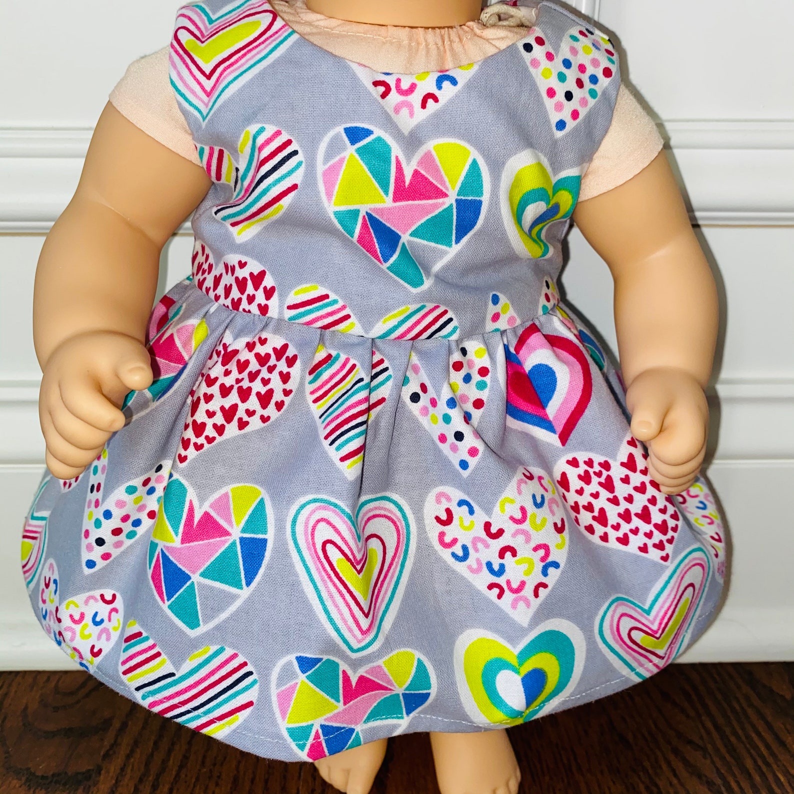 15 Doll Clothes/hearts Doll Dress/15 Doll Dress/bitty Baby Etsy