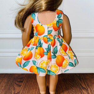 Summer/18 Doll Clothes/Oranges Doll Dress/18 Doll Dress/18 inch Doll Clothes/18 inch Doll Dress/Oranges image 5