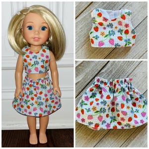 14.5” Doll Clothes/Berries Doll Outfit/Wellie Wishers/2pc Outfit Set/Paperbag Skirt & Crop Top Set/14.5 inch Doll Clothes/Berries Outfit