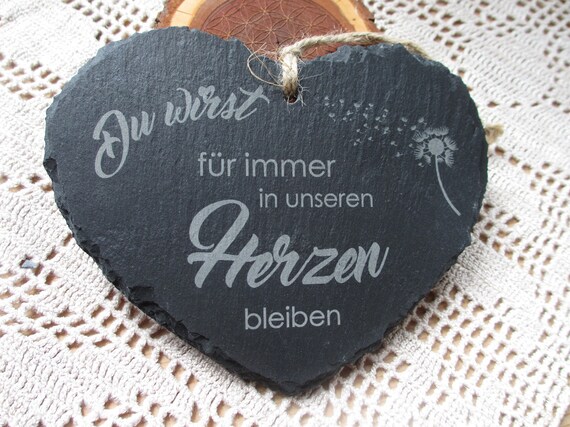 Schieferherz (L)  in liebevoller Erinnerung Mama Oma Du mit Herz und Pusteblume - Liebe Andenken