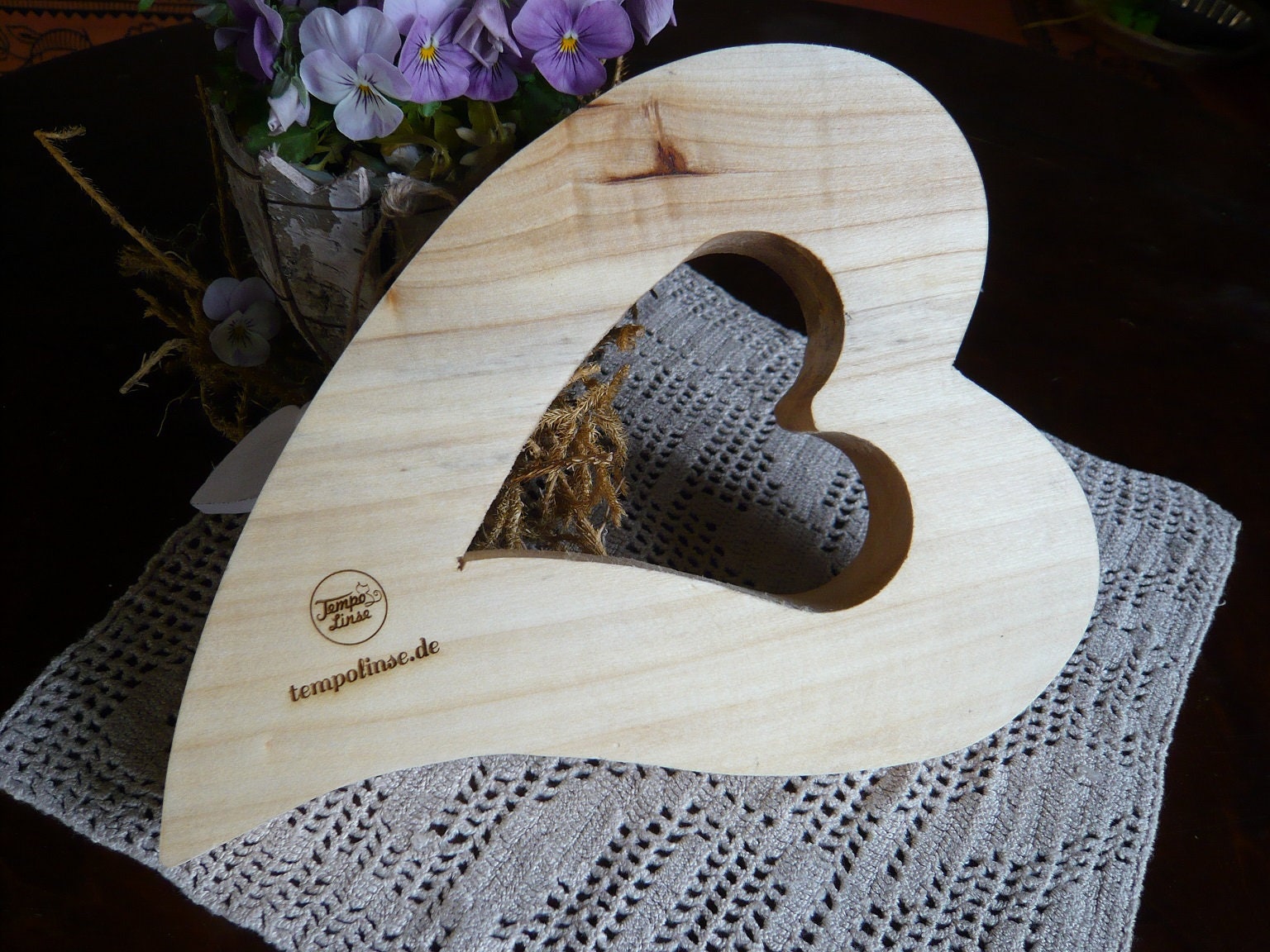 à La Carte Gutschein-Set - Mit Holzherz, Schuber (210x105 Mm), Einsteckkarte & Umschlag - Für Hochzeit, Geburtstag, Jubiläum
