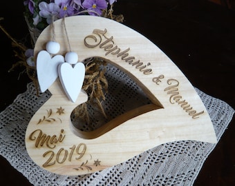 Holzherz mit eigener Gravur Hochzeit liegend Goldene Jubiläum Geburtstag Deko Liebe