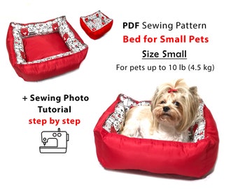 PDF sewing pattern Dog puppy cat bed, DIY tutorial comfy classic pets bed, easy sewing level dog bed, home print pattern A4 or US Letter