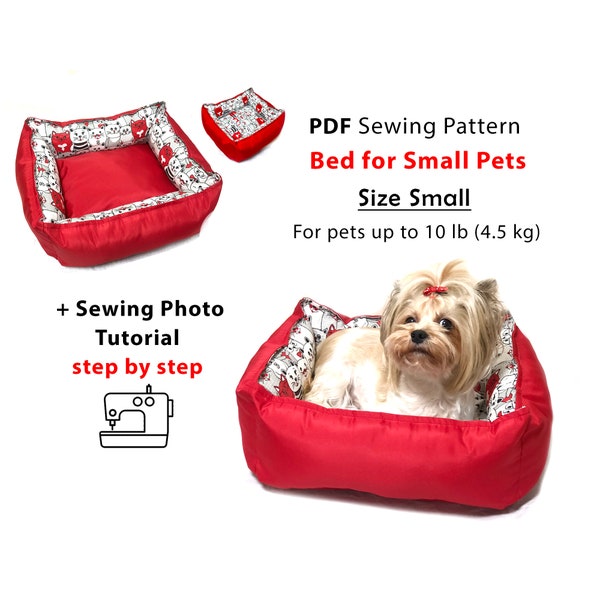 PDF sewing pattern Dog puppy cat bed, DIY tutorial comfy classic pets bed, easy sewing level dog bed, home print pattern A4 or US Letter