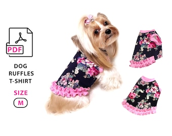 Size M Dog Tshirt PDF sewing patterns and tutorial - cute clothes for small dogs - dog shirt pattern - home print A4/Letter