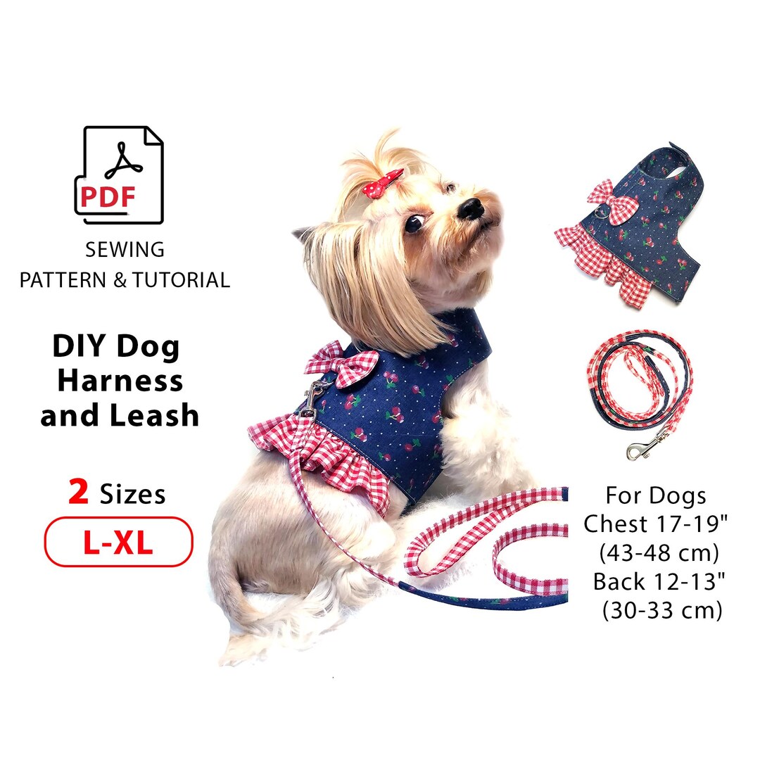 Leash Template.pdf L–XL Dog Harness and Leash Pdf Sewing Pattern – 2 Sizes for Small ...
