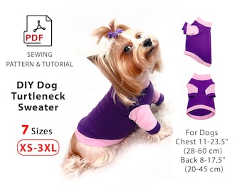 Dog Turtleneck Sewing PDF Pattern for print Bundle 7 Sizes XS-3XL