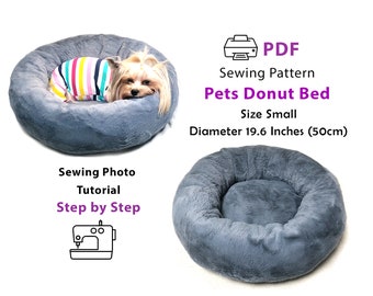 PDF sewing pattern Comfy Round Dog Bed - Bed for small Dogs or Cats - handmade beds Pets up to 11 Lb (5kg) - home print A4 or US Letter