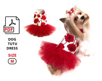 Dog bridal dress PDF sewing pattern and tutorial - Size M - Dog Party dress guide - handmade dog dress - prinable pattern US Letter and A4