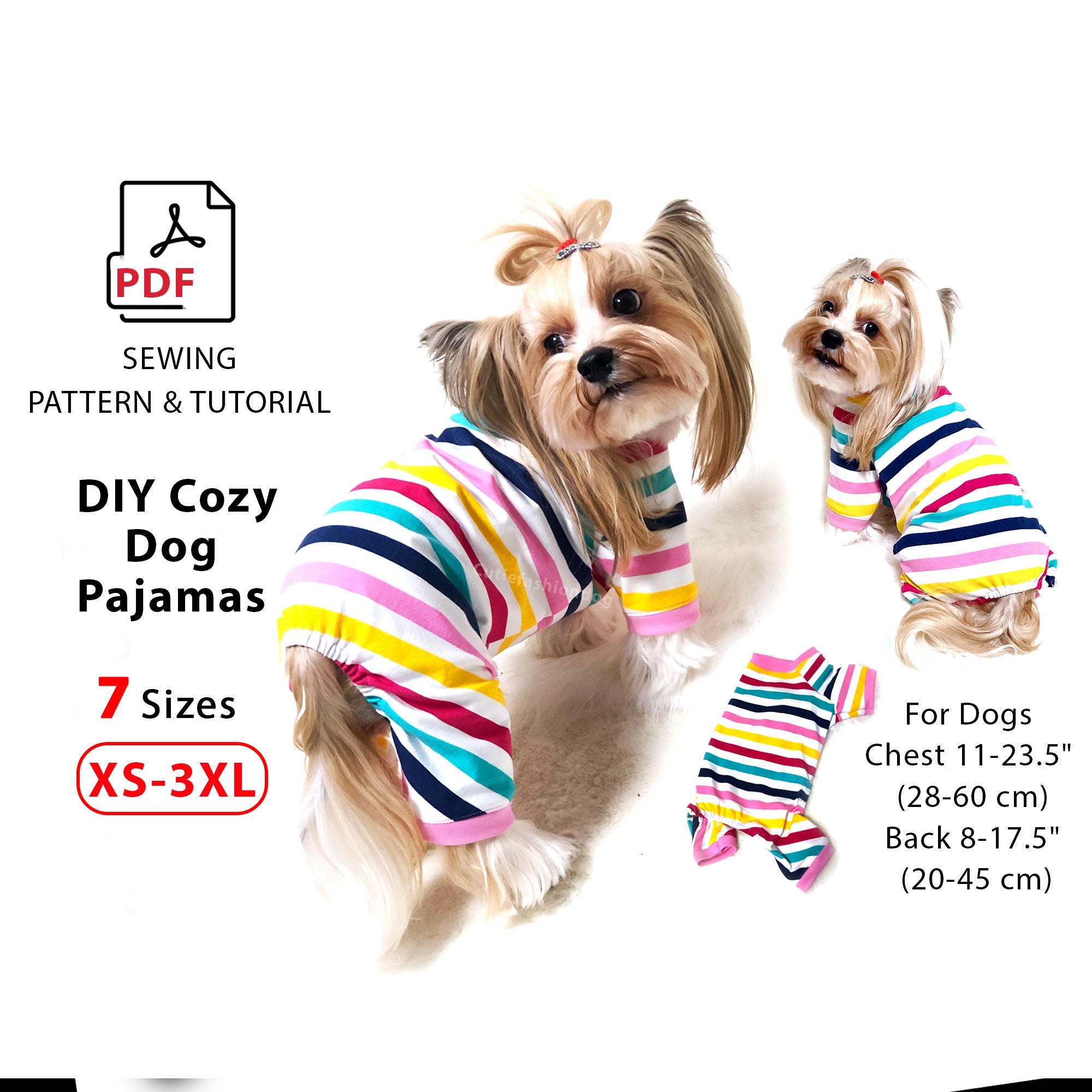 犬服の裁縫パターン集：かわいいデザイン15種類、XS～3XLの7サイズ