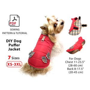Bundle 7 Sizes Dog Jacket PDF Pattern to Print and Sew + Tutorial how to print pattern, cut fabric and sew Jacket for small and medium dogs