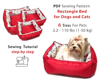 Dog Bed Sewing Pattern for print and sew 6 Sizes for pets 2.2 - 110 lbs (1-50 kg) steps Sewing Tutorial
