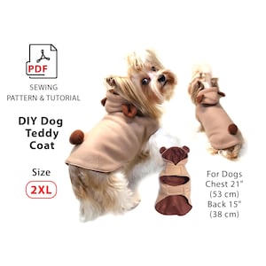 Size 2XL Dog Coat PDF sewing pattern + Tutorial how to print (A4/US Letter) pattern, easy cuting fabric and sew Coat for dogs, cats, puppyes