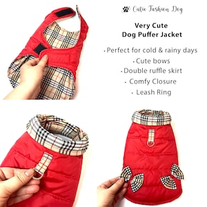dog puffer jacket pattern, quilted dog coat PDF, DIY dog winter jacket, small dog puffer vest, yorkie in red dog coat, dog winter clothes sewing pattern, medium dog jacket pattern, warm pet coat with lining, dog outerwear sewing tutorial, dog clothes for cold weather, padded dog jacket XS to 3XL, pet winter vest DIY, dog coat pattern with bows