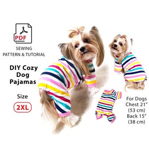 Patrón de costura en PDF para pijama de perro talla 2XL + Tutorial sobre cómo imprimir (A4/Carta de EE. UU.) patrón, corte fácil de tela y costura Pijama para perros medianos