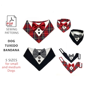 Patrón de costura y tutorial en PDF de pañuelo de esmoquin para perros y gatos - Pañuelo de esmoquin DIY - Regalo de Navidad para mascotas - Impresión A4/Carta estadounidense