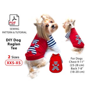 XXS–XS dog raglan tee pdf pattern – sweater sewing pattern for extra small dogs and puppies – 2 sizes for dogs 1.1–2.2 lbs – easy diy kit