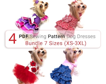Most Popular PDF Sewing Pattern Dog Dresses Bundle 7 Sizes XS-3XL