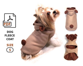 Sizes S Dog Coat PDF sewing patterns and steps DIY tutorial, coat for dogs and cats with hood cute ears and tail, print A4 and US Letter