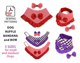 DIY dog bandana sewing pattern and tutorial PDF, dog bandana with ruffle, wedding dog bandana, dog bow pattern, print A4/US Letter