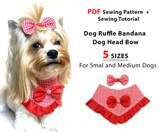 DIY dog bandana sewing pattern and tutorial PDF, dog bandana with ruffle, wedding dog bandana, dog bow pattern, print A4/US Letter