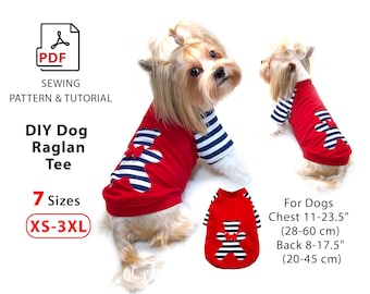 Dog sweater sewing pattern | digital download PDF | 7 sizes XS-3XL | dog t shirt pattern