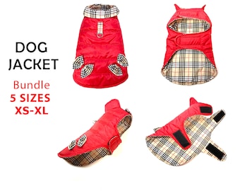 Bundle 5 Sizes dog coats or jacket PDF sewing pattern for dog, step by step tutorial, one piece dog coat pattern, print patterns pdf