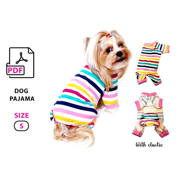 Size S dog pajamas pdf sewing pattern - dog jumpsuit - dog overal - small dog pajamas - dog pajama patterns - print A4 and US Letter