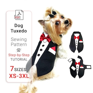 Dog Tuxedo Sewing Pattern for print and cutting in PDF format 7 Sizes