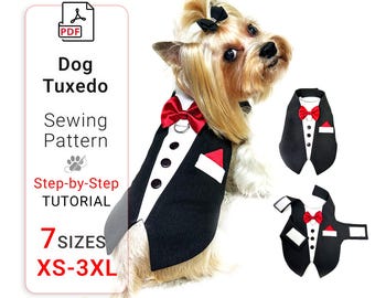 Dog Tuxedo Sewing Pattern for print and cutting in PDF format 7 Sizes